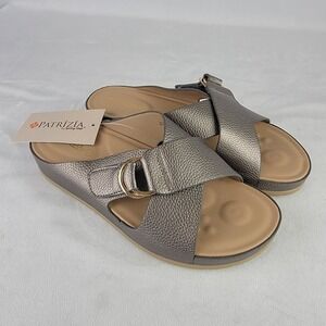 Patrizia by Spring Step Rutha Womens Pewter Silver Metallic Slide Sandals Sz 38